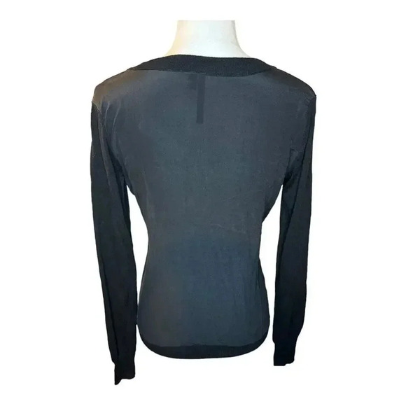 Joe’s Women’s Small Black V-Neck Long Sleeved Sweater Silk & Cotton Blend - Picture 3 of 7